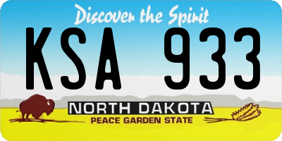 ND license plate KSA933