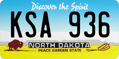 ND license plate KSA936