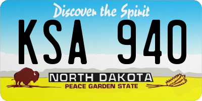 ND license plate KSA940