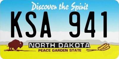 ND license plate KSA941