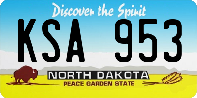 ND license plate KSA953