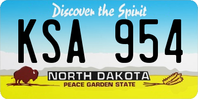 ND license plate KSA954