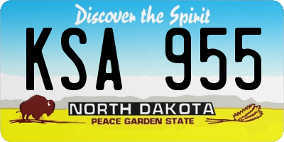 ND license plate KSA955