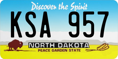 ND license plate KSA957
