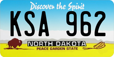 ND license plate KSA962