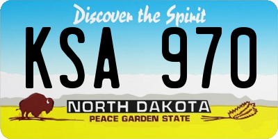 ND license plate KSA970