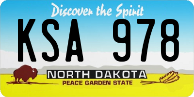ND license plate KSA978