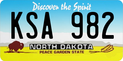 ND license plate KSA982
