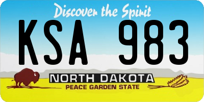 ND license plate KSA983