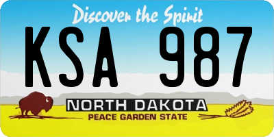 ND license plate KSA987