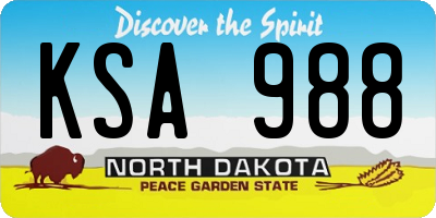 ND license plate KSA988