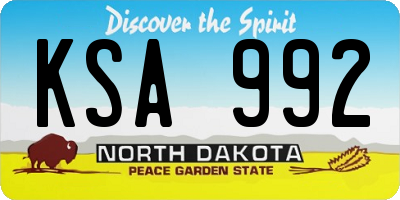 ND license plate KSA992