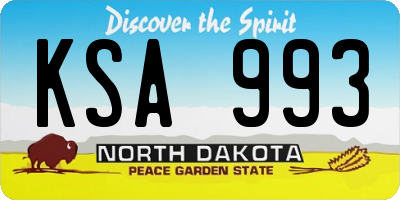 ND license plate KSA993