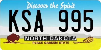 ND license plate KSA995
