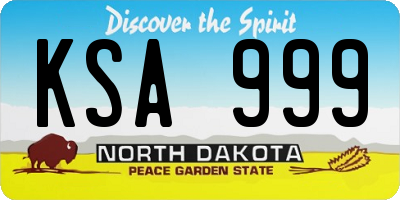 ND license plate KSA999