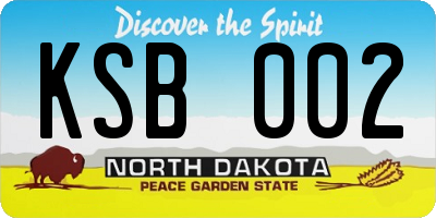 ND license plate KSB002