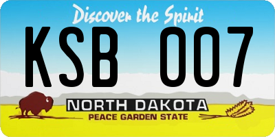 ND license plate KSB007