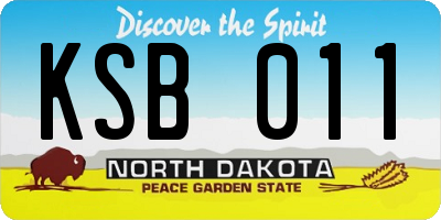 ND license plate KSB011