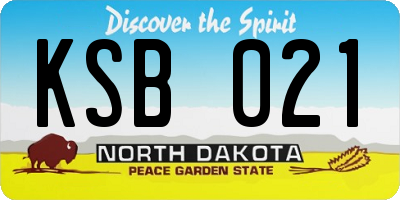 ND license plate KSB021