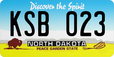 ND license plate KSB023