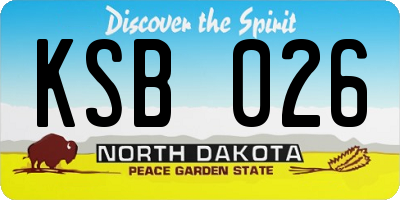 ND license plate KSB026