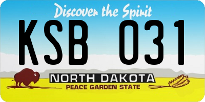 ND license plate KSB031