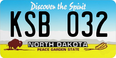 ND license plate KSB032