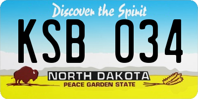 ND license plate KSB034