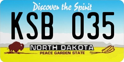 ND license plate KSB035
