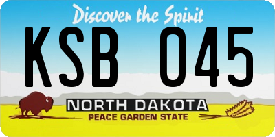 ND license plate KSB045