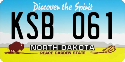 ND license plate KSB061