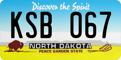 ND license plate KSB067