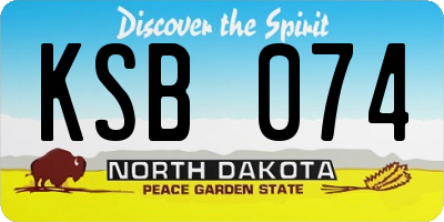 ND license plate KSB074