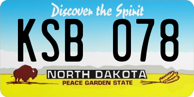 ND license plate KSB078
