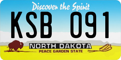 ND license plate KSB091
