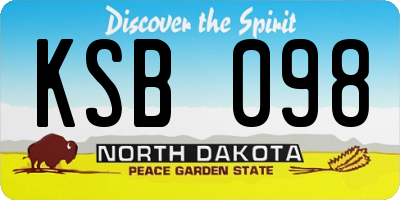 ND license plate KSB098