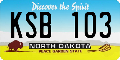 ND license plate KSB103