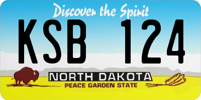 ND license plate KSB124