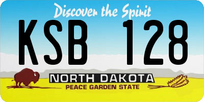 ND license plate KSB128
