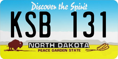 ND license plate KSB131