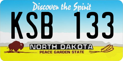 ND license plate KSB133