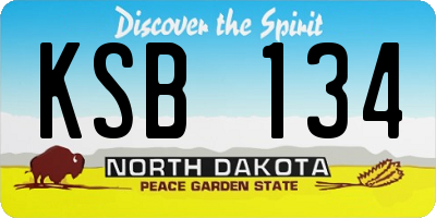 ND license plate KSB134