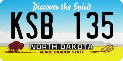 ND license plate KSB135
