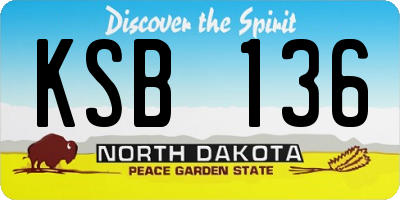 ND license plate KSB136