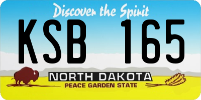 ND license plate KSB165