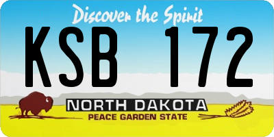 ND license plate KSB172