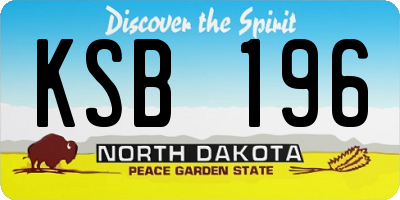 ND license plate KSB196