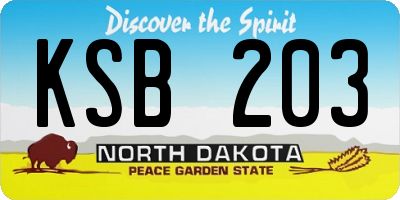 ND license plate KSB203
