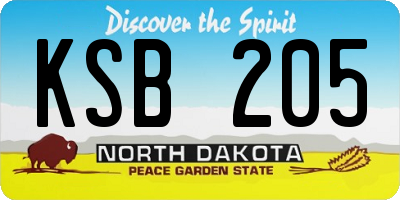 ND license plate KSB205