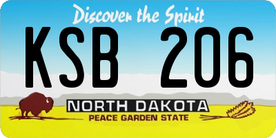 ND license plate KSB206